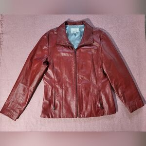 Wilsons Leather Maxima Red Leather and Satin Lined Jacket Size Large